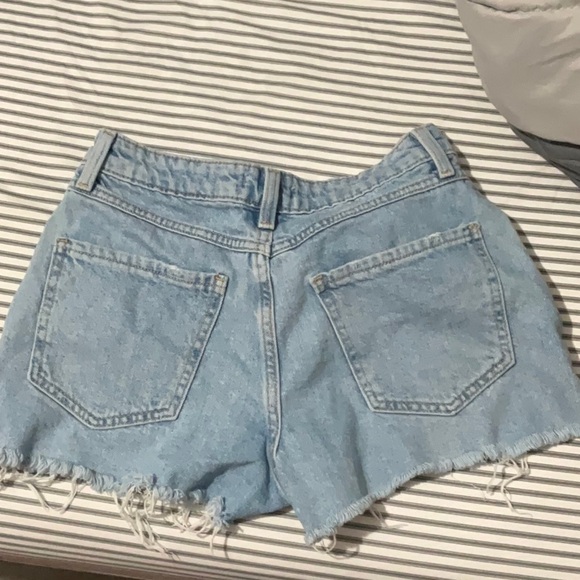 Forever 21 Blue Jean Shorts Distressed High-Waisted - Picture 3 of 3